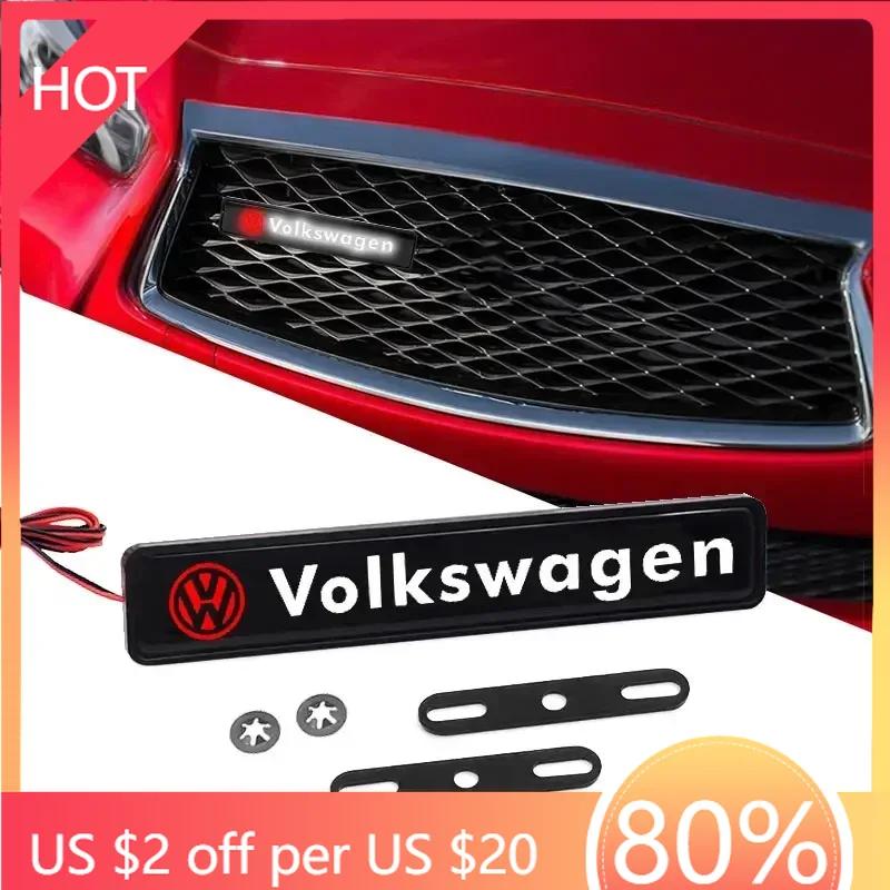 2025 Hot Car LED Front Hood Grille Emblem Badge Decorative Light For Volkswagen GOLF Polo Tiguan VW TOURAN CADDY PASSAT Car Acce