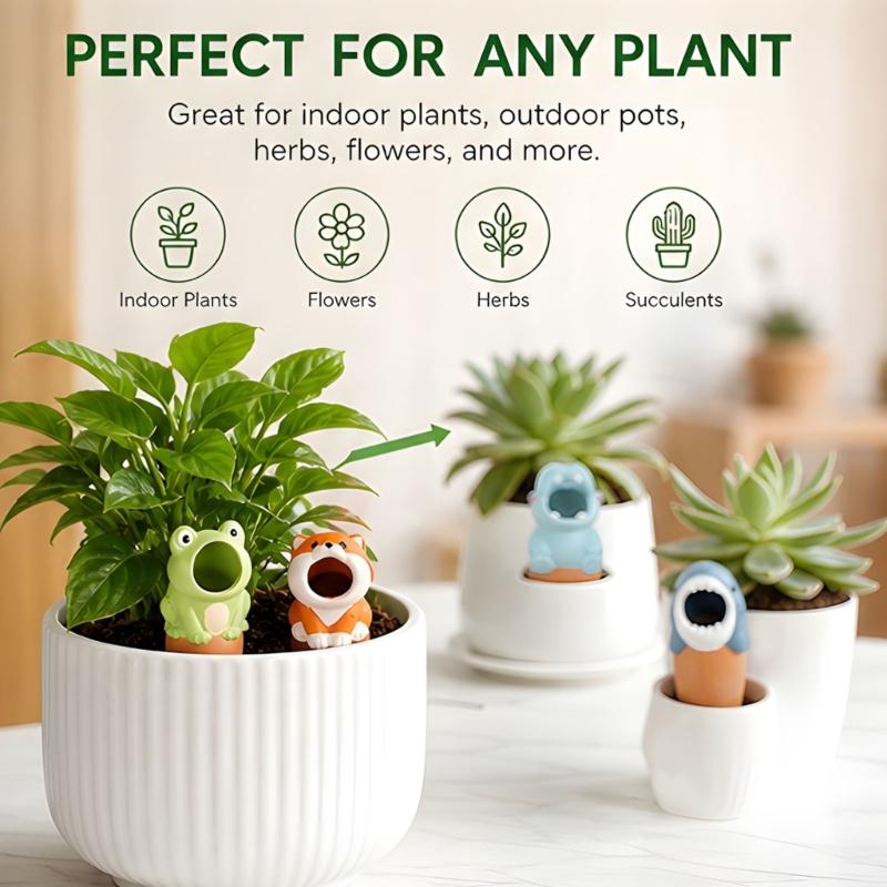 Clay Pot Waterer Set of 6 for Herbs and Small Containers, Top Fill Watering Stakes for Busy Schedules and Daily Use Around Pots Indoors
