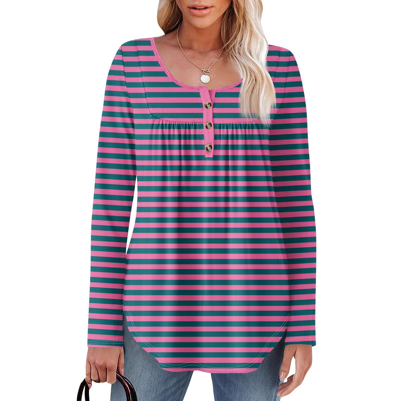 

Женская туника с длинным рукавом, свободные топы, повседневные топы оверсайз, плиссированная туника, застегивающаяся на пуговицы, повседневные женские топы с принтом S