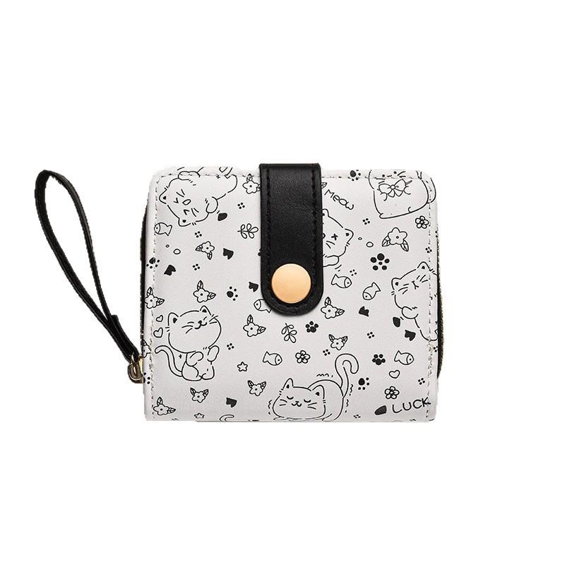 2025 Cute Japanese-Style Cat Coin Purse: Slim, Foldable, Short Wallet for Women
