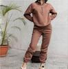 Spring And Autumn Fashion Casual Hooded Sweater Two-piece Long-sleeved Solid Color Fleece Casual Suit