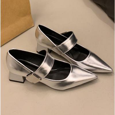 Solid Square Toe Rubber High Heel Pumps Women New Med Heel Ladies Shoes Casual Shallow Square Heel Pumps Zapatos Mujer