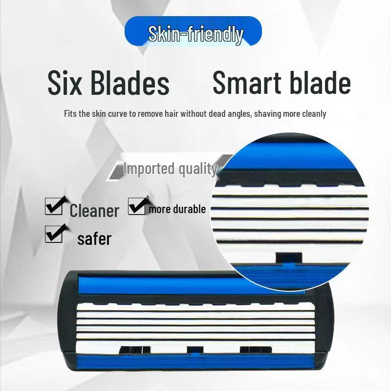 Six-Layer Scratch-Resistant Razor, Waterproof Universal Fit for Gillette, Stainless Steel Blade, High-Quality Men's Full Body Shaver