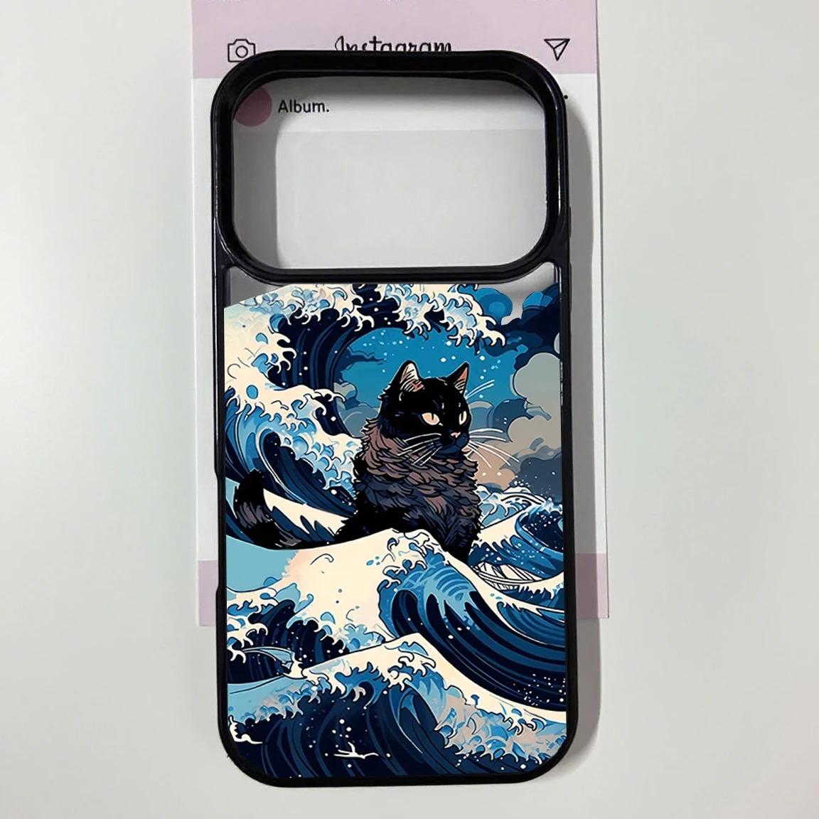 Cool Cartoon Black Cat Phone Case For iPhone 17 Pro Max 11 12 13 14 15 16 Animal Pattern Shockproof Clear Hard Cover Fundas iphone 11 Pro