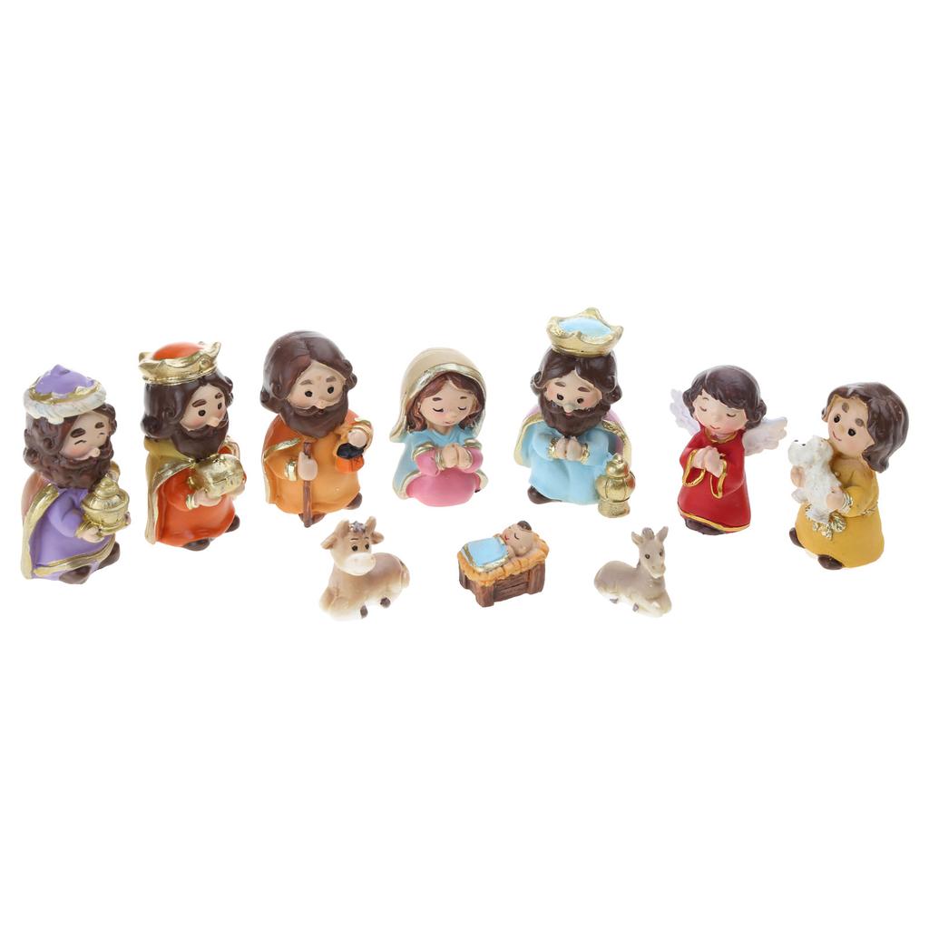 Christmas Manger Decoration Set Baby Jesus Statues Resin Art Crafts for Home Festival Wedding Party Decor