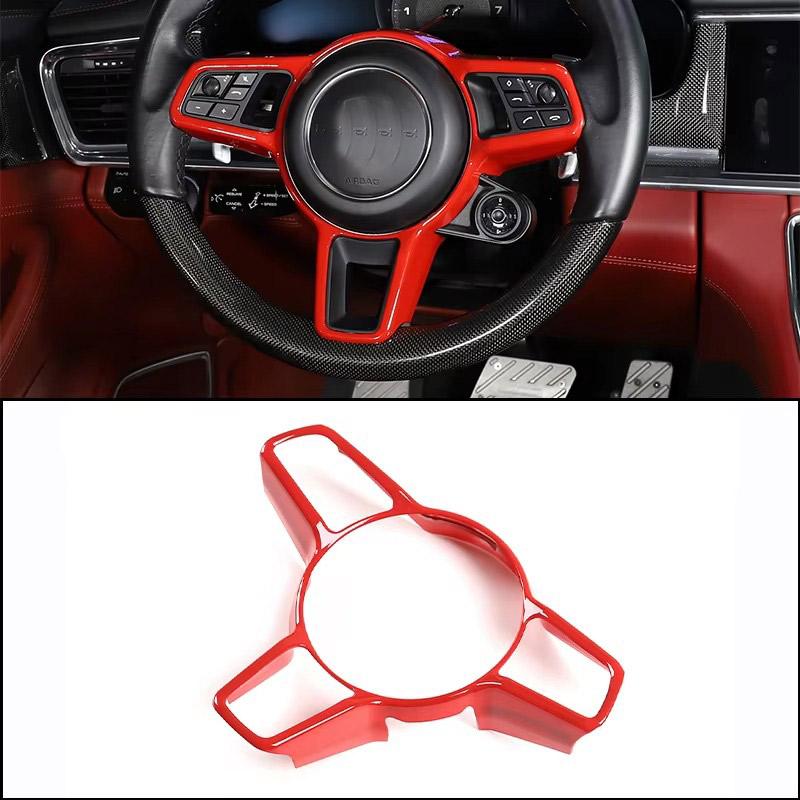 ABS Carbon fiber For Porsche Macan Cayenne Panamera 718 911 918 Interior Steering Wheel Cover Trim Interior Accessories