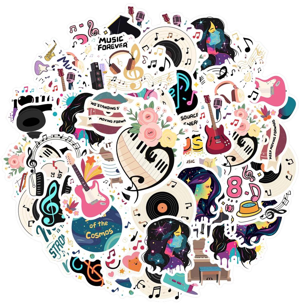 35pcs Colorful Instruments Stickers Retro Retro Teacher Reward Stickers Sticker Pack For Laptop Motorcycle Luggage Phone DIY