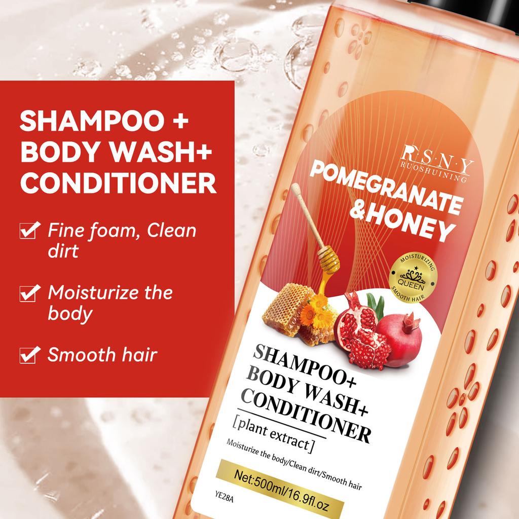 Medový červený granátový jablečný sprchový gel tři v jednom