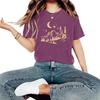 European & American Summer Women's Moon & Forest Print Round Neck Short-Sleeve Casual T-Shirt