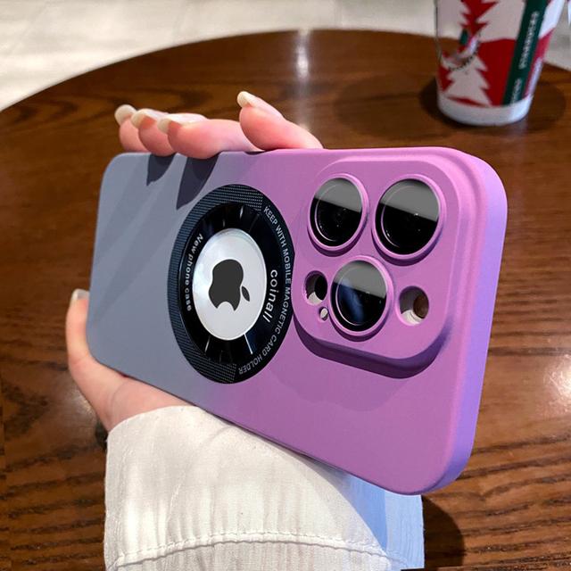 

Силиконовый чехол с градиентом для телефона с беспроводной зарядкой для Iphone 11 12 13 14 Pro Max 14plus 14pro, защитная крышка с магнитным логотипом и отверстием для объектива