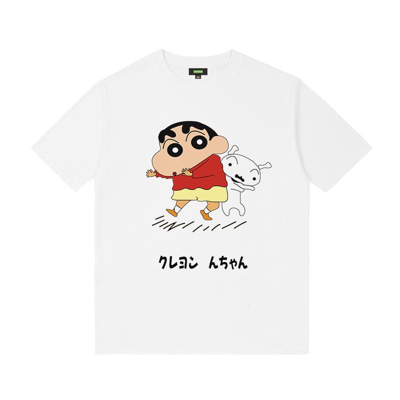 Cartoon Creative Crayon Shin-chan Graphic T-shirt Summer High Quality 100% Cotton T-shirt Casual Loose Trend Men's T-shirt