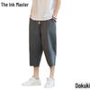 Lässige Herren-Haremshose aus Leinen im chinesischen Stil - Sommerliche leichte Weitbein-Cropped-Hose