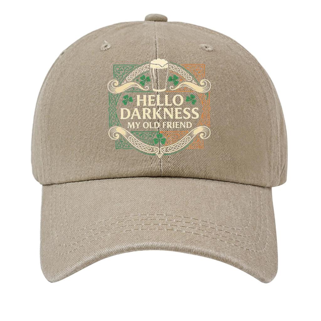 Washed cotton baseball cap with printed distressed soft top denim hat, vintage hat