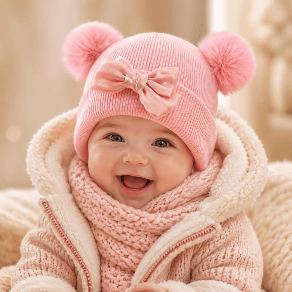 Hip Hop Baby Winter Hats Double Pom-Pom Warm Bonnet Fashion Kids Knitted Caps Outdoor