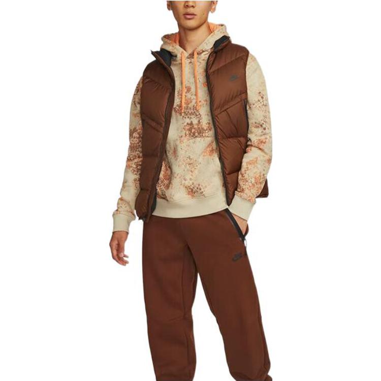 Nike Down Vests Men's Brown Stand Collar Moderate Other DV1136-259