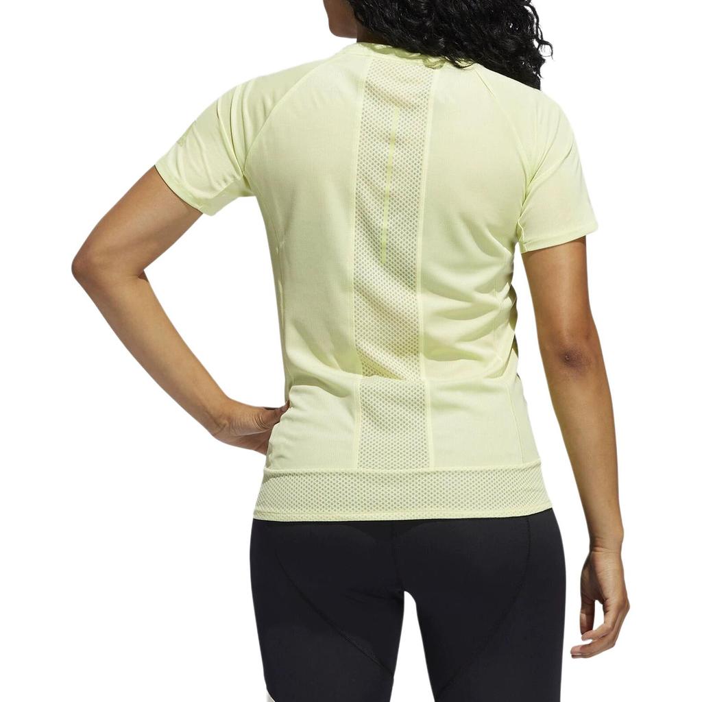 Adidas Solid Color Simple Outdoor Casual Sports Breathable Comfortable Short Sleeve T-Shirt Women Tops Light-Yellow FL5972