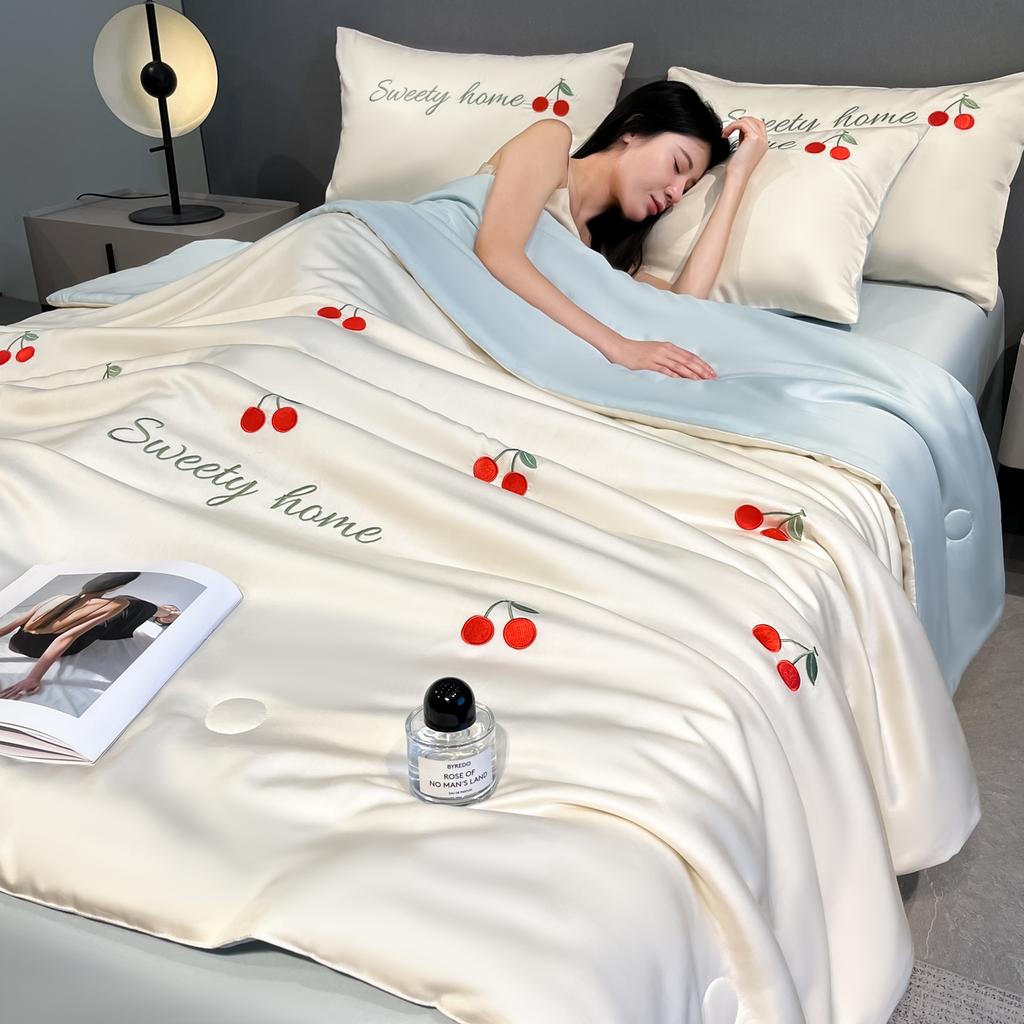 new washed ice silk summer quilt four-piece air conditioner quilt four-piece summer cool ice silk summer quilt