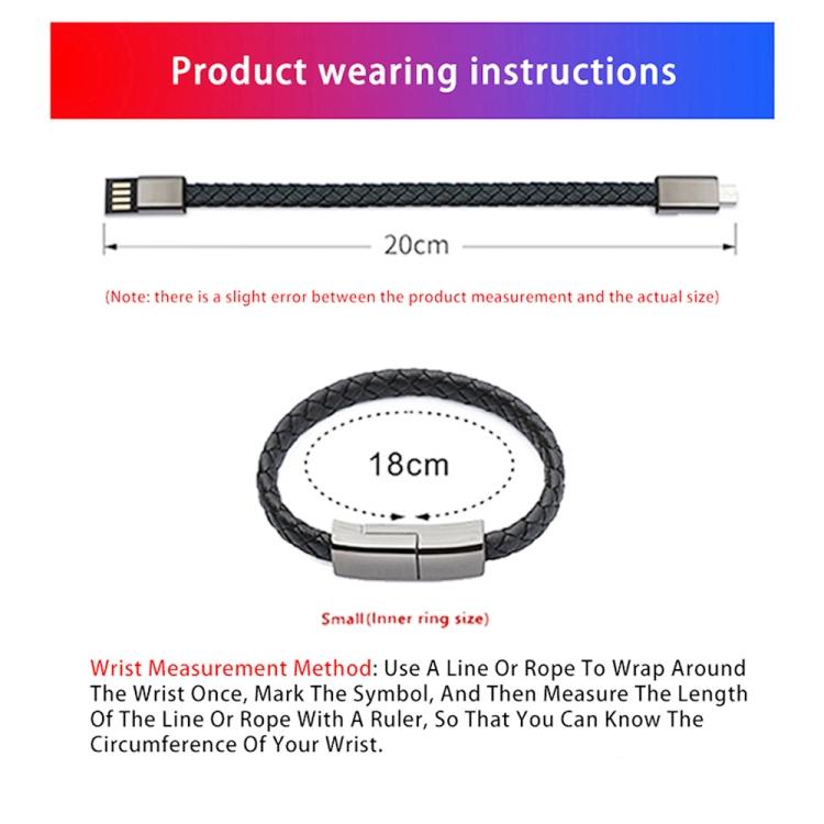 XJ-72 20cm USB To USB-C / Type-C Bracelet Charging Data Cable