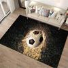 Fiery Soccer Ball Rug with Black Grass Background, Modern Design Suitable for Use As an Anti-slip for Living Room Bedroom Sofas