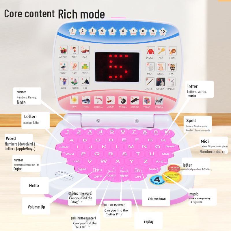 Cross English Toddler Learning Laptop Toy - Early Education Handheld Typewriter Model