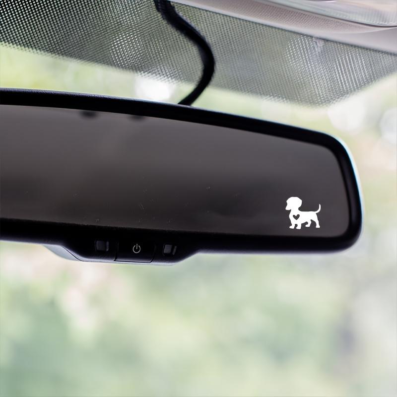 2pcs Dachshund Decal - Self-Adhesive Vinyl Car Mirror Sticker, Glossy Finish, Irregular Shape, Single Use, Easter Egg Design