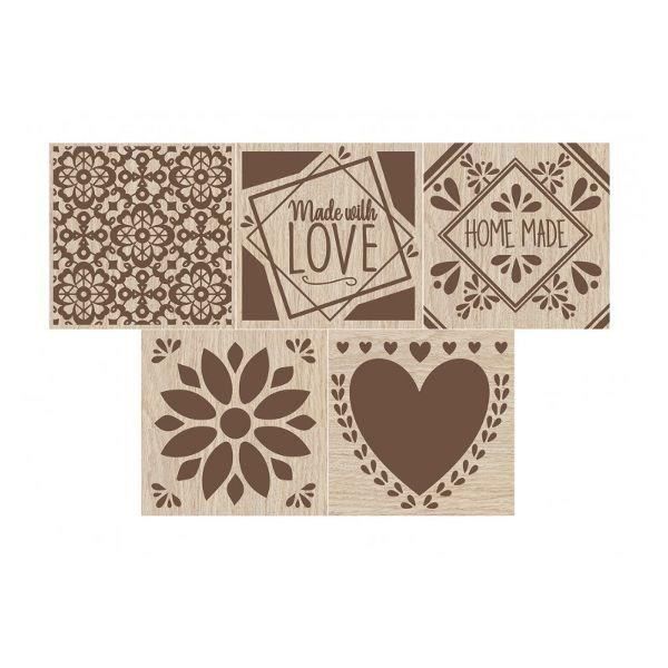 Kit tampon à biscuits - SCRAPCOOKING - Bois - 5 faces - Avec découpoir inox