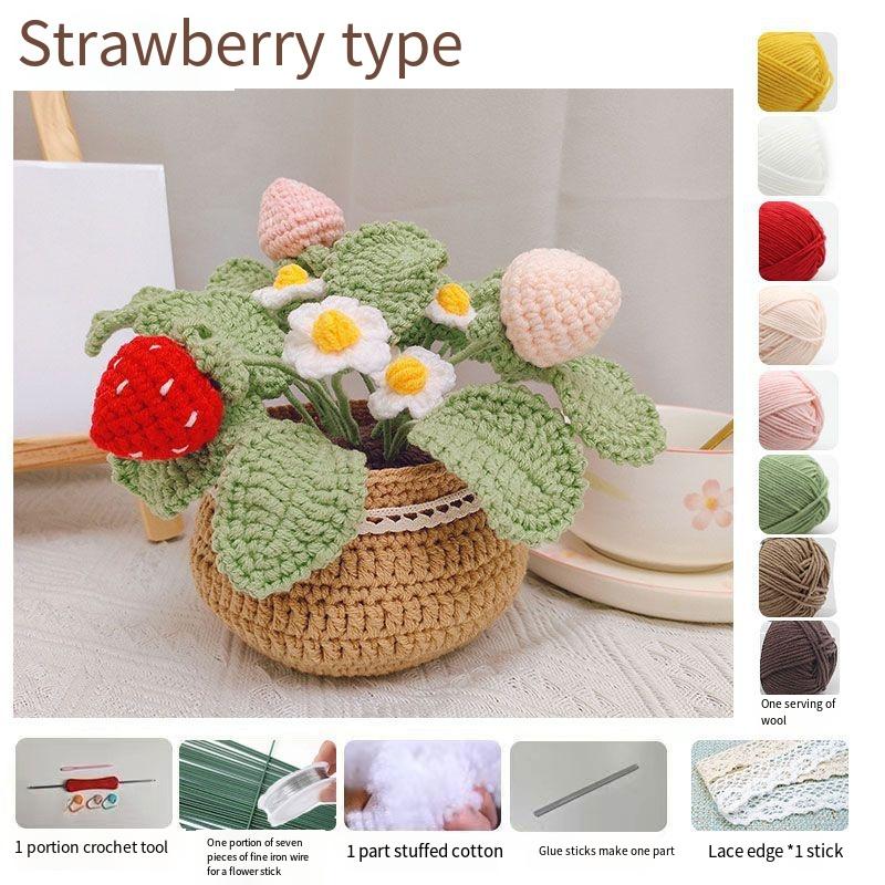 

Крючковатый цветок Готовый продукт Тканый тюльпан Маргаритка Цветок в горшке Букет Пряжа Вязание крючком Материал Сумка Украшение Цветок