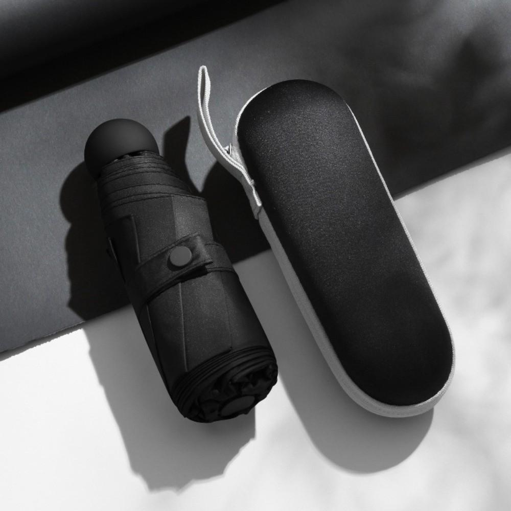 Однотонный мини-зонт от солнца, 5-складной, 8 спиц, ветрозащитный, с чехлом для хранения, складной зонт Iron&8K чёрный