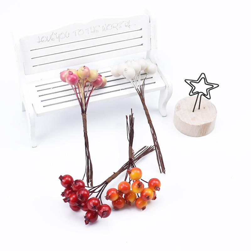 10/20pcs PE Cherry Fruit Artificial Plants Home Outdoor Garden Courtyard vase table Scrapbooking DIY Gift Box Wreath Decorative