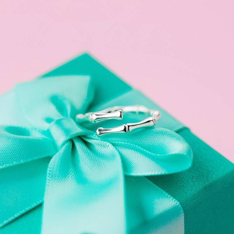 Silver-Plated Adjustable Bamboo Joint Ring for Women - Fashionable and Personalized Korean Style Finger Ring