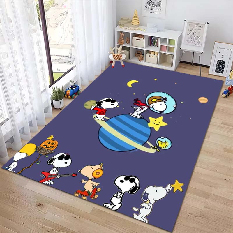 Rug with a Snoopy cartoon print, non-slip and stain-resistant, perfect for home decoration and as a gift for friends and family.