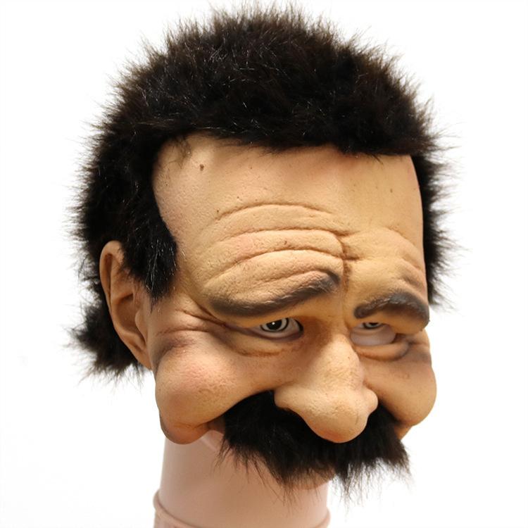 New Halloween Grandpa Wig Latex Old Man Mask Headgear Direct Supply for Bald Characters, Horror Props