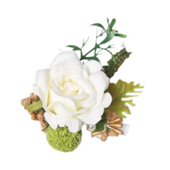 Artificial Wedding Corsage And Boutonniere Set Silk Flower Wrist Corsage And Lapel Pin for Bridal Party Business Opening Ceremony Guest Flower