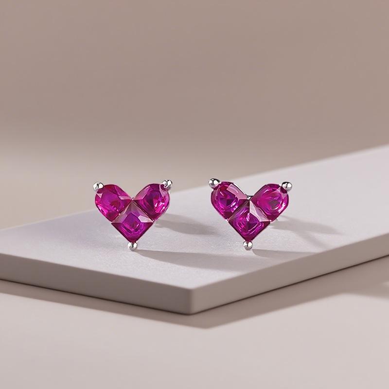 Hui Zhi Yi S925 Silver Mini Peach Heart Stud Earrings - Daily Light Luxury Fashion Versatile Hot Sale