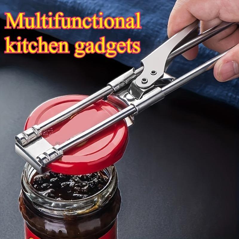 Adjustable Stainless Steel Bottle Opener & Can Opener Multifunctional Kitchen Lid-Opening Tool Ergonomic Handle Assisted Lid-Ope