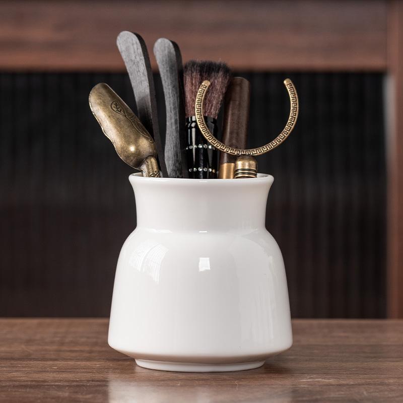 Suet Jade Porcelain Tea Ceremony Six Gentlemen Accessories Tea Needle Teaspoon Tea Clip Pen Holder Tea Brush High-grade Chinese Pen Holder