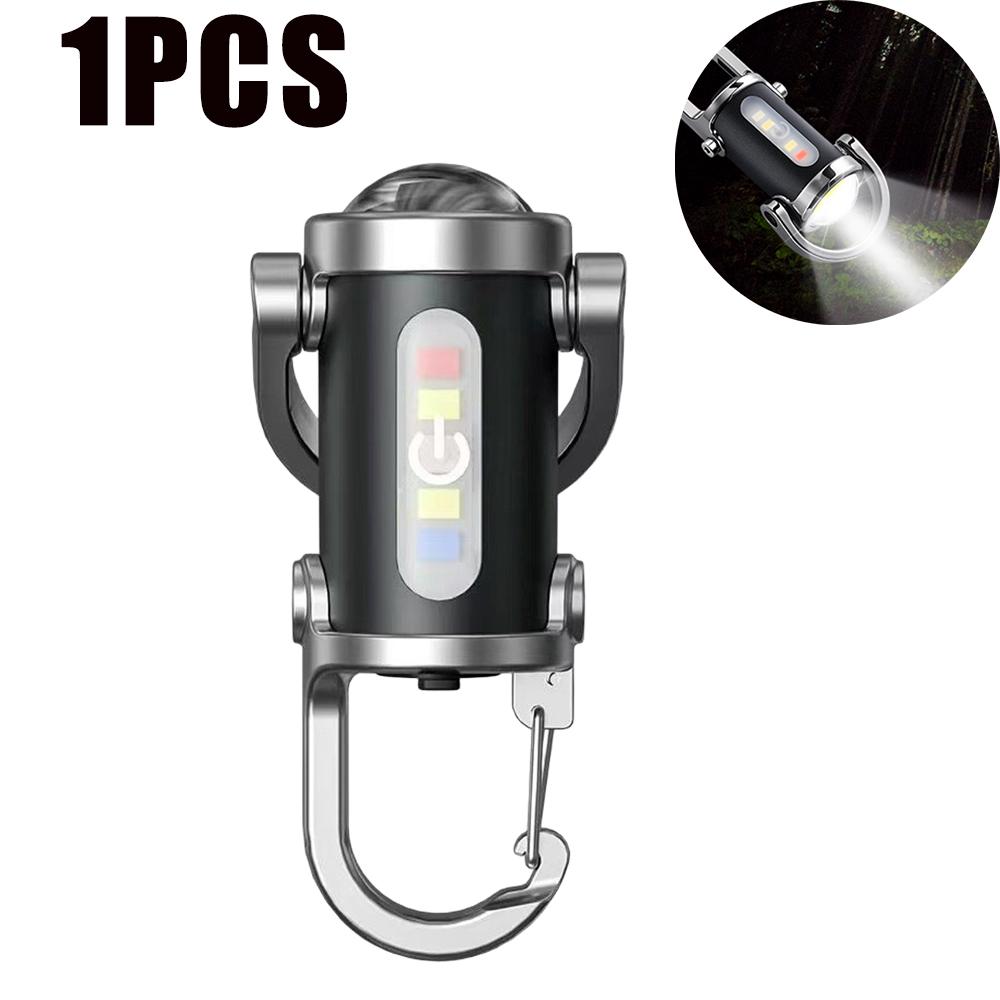 Rechargeable Keychain Flashlights Multifunction COB Work Light 7 Modes Emergency Keychain Light for Walking Searching Hiking