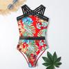 New Ladies One-piece Bikini Personality Printed Ruffle Bikini Swimsuit