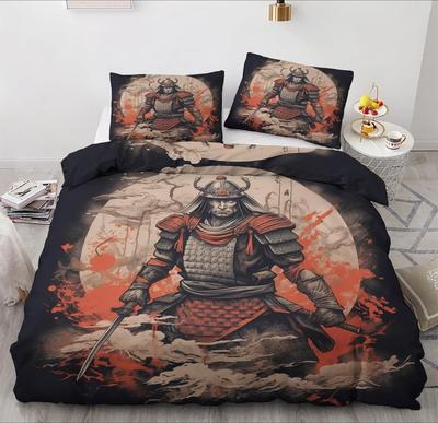 Samurai Bed Linen,Microfibre Bedding Sets, Children's Bed Linen with Zip Room Decor  Duvet Cover  for Teenagers  Adult 3-Piece