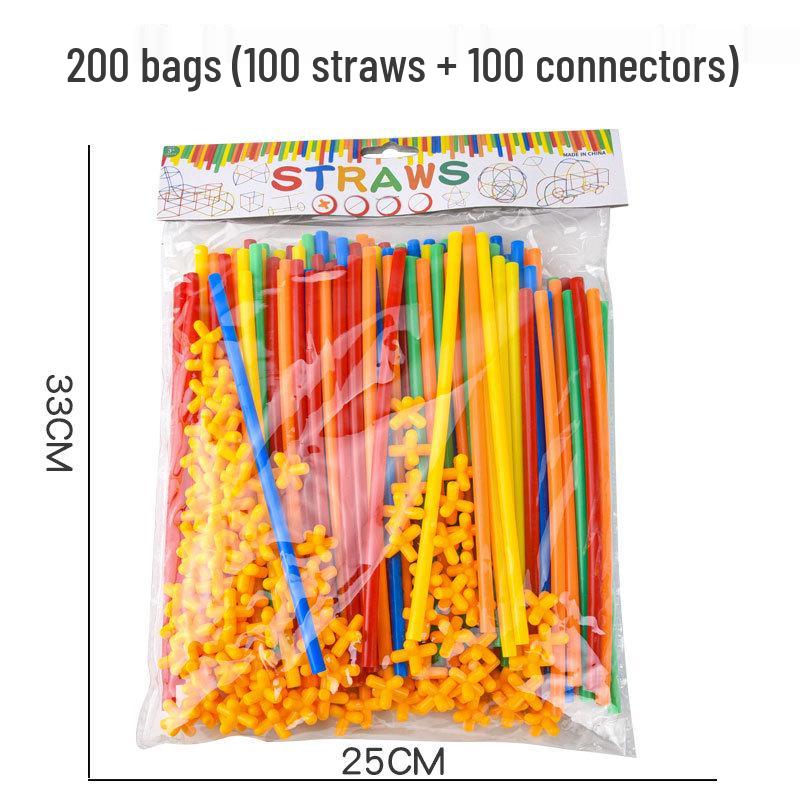 Children's 4D Interlocking Straw Building Blocks for Kindergarten Assembly