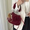 IELGY Ladies Messenger Bag Autumn Winter White Furry Bag
