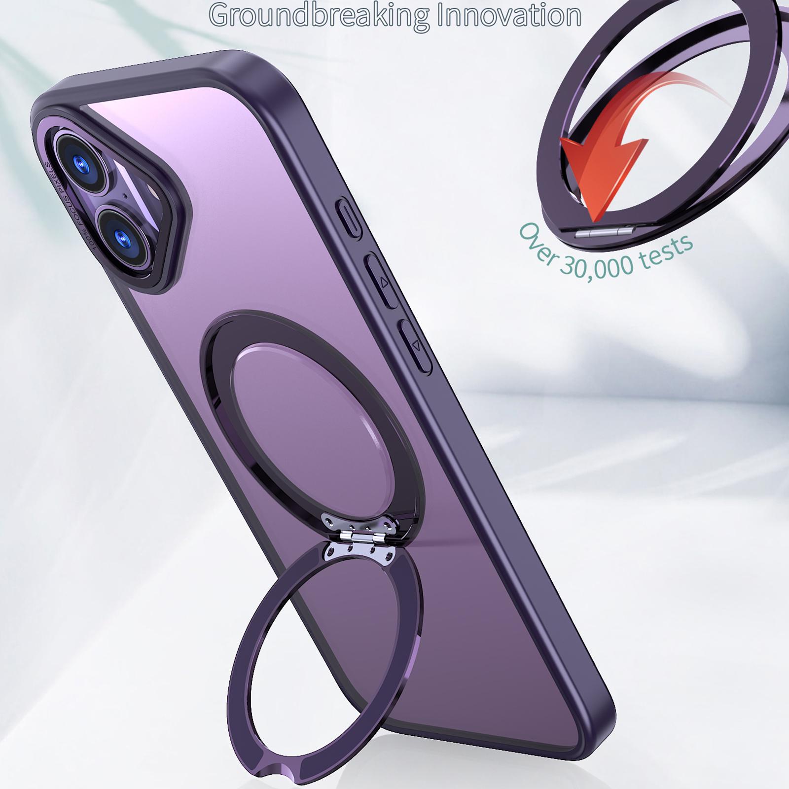 

For iPhone 16 Case TPU+Acrylic Kickstand Magnetic Phone Cover