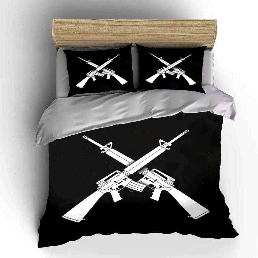 Rifle Silhouette Theme Art 3Pc Multiple Sizes Kid'S And Adults' Bedroom Exquisite 3Pc Bedding Set, Gift