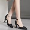Elegant Faux Pearl Women's High Heels, Point Toe Dress Pumps with Fashion Buckle Strap
