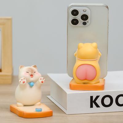 1PC Ornament Cartoon Mobile Phone Holder Office Small Ornament High-end Sense Niche Resin Doll Creative Gift Cute