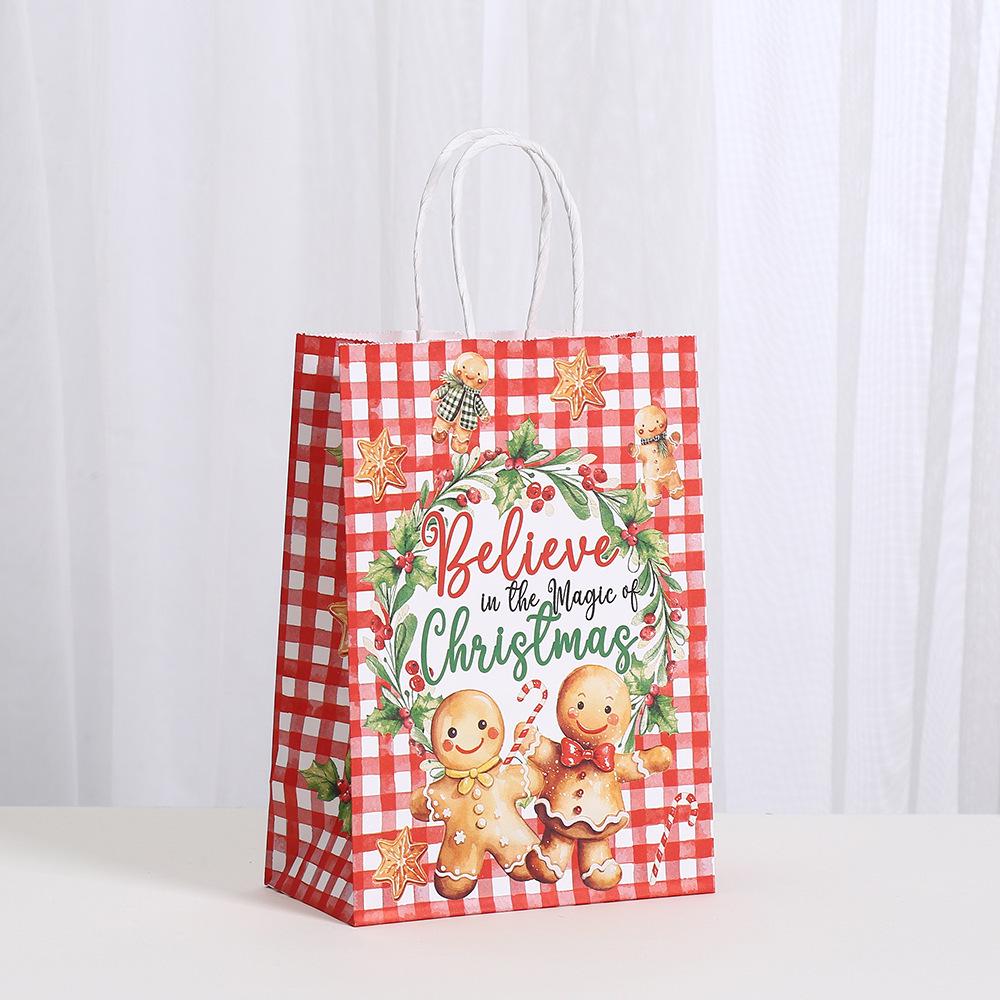 Christmas Gingerbread Man Kraft Paper Tote Bag for Gifts and Shopping