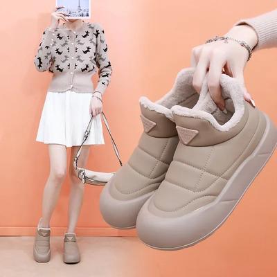 Damen-Knöchelboots Plüsch Neu Gummi Dicke Sohle Winterstiefel Outdoor Rutschfest Komfort Warm Gehen Baumwollschuhe Mode Schneestiefel