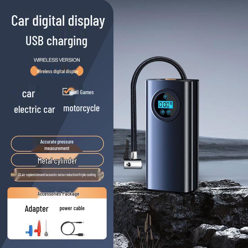 Portable Electric Car Air Pump with Handheld Inflator and Lighting