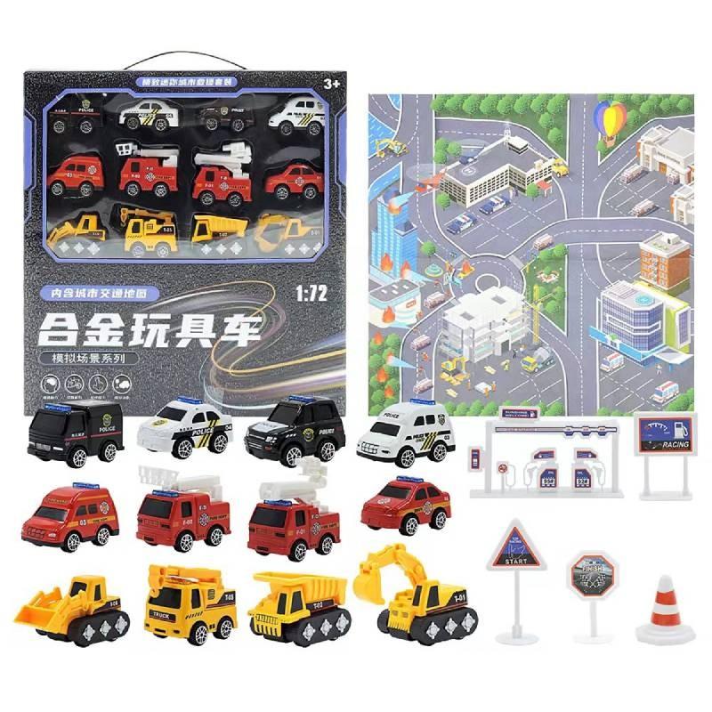 Christmas Countdown Calendar Car Blind Box 24 Days Alloy Fire Engine Set Toy