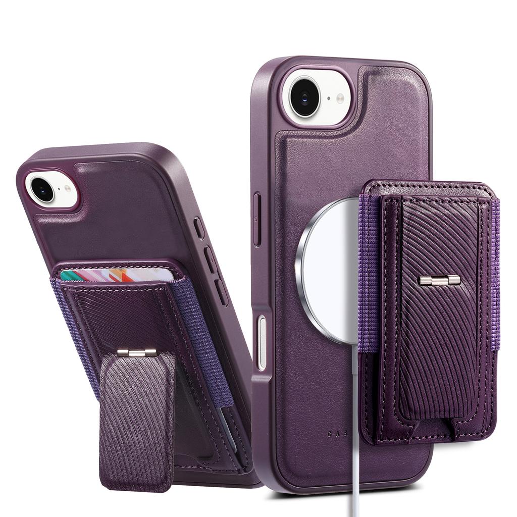 CASENEO For iPhone 16e Case with Foldable Kickstand TPU PU Leather PC Card Bag Magnetic Phone Cover  Compatible with MagSafe